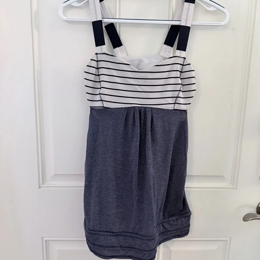 Lululemon Back On Track Tank 6 | Indigo Stripe Drawstring